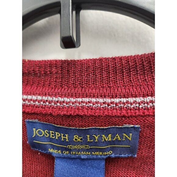 Joseph & Lyman Mens 100% Merino Wool Sweater Size Large Maroon V-Neck Pullover - Picture 6 of 7